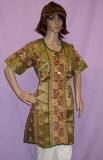 Kurti Green Organza Hand Embroidered Kurti Tunic (M) #021