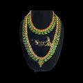 Mango-shaped long green Meena work necklace Mango-shaped long green Meena work necklace