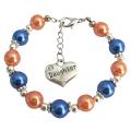Daughter Charm Bracelet Special Daughter Gift Orange Blue Pearls 