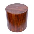 Reclaimed Wood Round Barrel Style Stool Side Table 18"