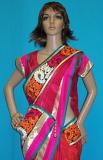 Gorgeous Red Pink Chiffon Wedding Party Wear Saree #2380