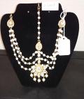 Matha Patti, Head Jewelry in Golden, Faux Crystals & Pearls #7003