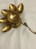 Brass 5 Oil Wick Pooja Aarti Diya with Handle Brass 5 Oil Wick Pooja Aarti Diya with Handle