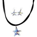 AB Star Fish Crystals Star Pendant Jewelry Set Fish Pendant & Earrings 