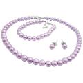 Gorgeous Smashing Stylish Pearls Jewelry Complete Set in Purple Color 