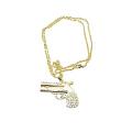 Golden Chain Golden Gun Striking Smashing Pendant Gun Pendant Necklace 