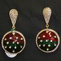 Golden Red Green Indian Style Meenakari Earrings #3708