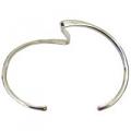 Single Layer Sharp Curves Wavy Design Sterling Silver Cuff Bracelet 