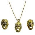 Inexpensive Classic Gold Skull Pendant Earrings Halloween Chic Gift