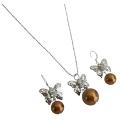 Women Gift Special Occasion Butterfly Pearls Drop Jewelry Set 