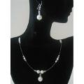 Bridesmaid Swarovski Clear Crystals White Pearls Handcrafted Jewelry 