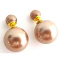 Bridesmaid Double Sided Latte Pearl Stud Earrings