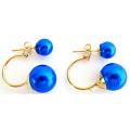 Double Sided Blue Pearl Beads Fashion Earrings 