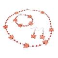 Butterfly Beads Girls Fancy Jewelry Set in White Orange Beads