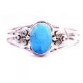BR126  Silver Bracelet Gift For Your Beloved Mother Turquiose Stone Engrave