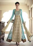 Resham & Lace Work Georgette Churidar Suit (Semi-stitched)