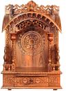 Wooden Pooja Mandir - Antique Oak Finish Torana Temple Length 21 X Width 12
