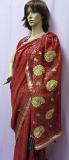Readymade Saree in Red Georgette \w Gold Detail