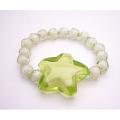 Stretchable Bracelet Peridot Star On White Beads Comfortable Jewelry 