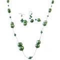 Clover Swarovski Crystals w/ Green FreshWater Pearl Prom Jewelry Set 