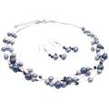 Evening Jewelry In Black Grey Freshwater Pearls Swarovski Jet Crystals 