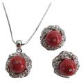 Wedding Wear Jewelry Wine Color Necklace Earrings Set - See more at: http:/