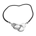Black Chord Handcuff Pendant Openable Clasp Hand Cuff Thick Necklace 