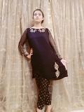 Black Embroidered & Embellished Salwar Kameez \w Block Print Black Embroidered & Embellished Salwar Kameez \w Block Print