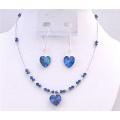 Burmuda Crystals Jewelry Set Swarovski Heart Pendant Earring Gift Set Burmuda Crystals Jewelry Set Swarovski Heart Pendant Earring Gift Set
