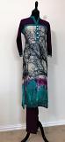 Digital Tree Print Dark Purple & Turquoise Long Kurti w/ Leggings (S) Digital Tree Print Dark Purple & Turquoise Long Kurti w/ Leggings (S)