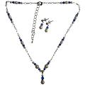 Handmade Jewelry Swarovski White Pearls Sapphire Crystals Set 
