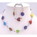 Multicolored Heart Multicolroed Round Flat Beads Girls Return Jewelry 