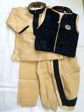 Party Wear Boys Beige Dhoti Kurta Pajama & Jacket