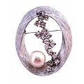Oval Shaped Bridal Wedding Cake Brooch /w Interwoven Thin Metal Wires