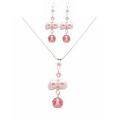 Handmade Jewelry Swarovski Rose Crystals Pink Pearls Necklace Set 