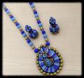 Blue Shade Tear Drop Design Peacock Pendant Set with Jhumka Blue Shade Tear Drop Design Peacock Pendant Set with Jhumka