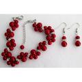 Wedding Popular Items In Red Pearls Twisted Bracelet with Matching Earrings Wedding Popular Items In Red Pearls Twisted Bracelet with Matching Earrings
