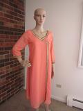 Peach and black combination Chiffon Kurtha ( Large)