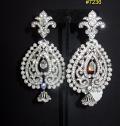 Silver Double Keri Pearls Rhinestones Earrings