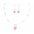 Dainty Lite Rose Crystals Heart Pendant Earrings Valentine Jewelry Set 