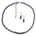 Customized Bridal Wedding Blue Pearls Necklace Blue Gorgeous Jewelry 