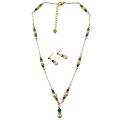 Gold Pearls Jewelry Brown Chocolate Swarovski Pearls Handcrafted Set 