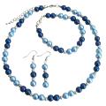 Lite & Dark Blue Pearl Jewelry Set with Silver Spacers Lite & Dark Blue Pearl Jewelry Set with Silver Spacers
