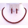 Red Pearls Jewelry Wine Pearls Swarovski Bordeaux Flower Girl Necklace 