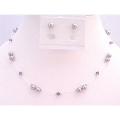 Mauve Pearls Amethyst Crystals Accented In Silk Thread Jewelry Set 