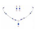 Swarovski Pearls Crystals White Pearls & Sapphire Crystal Necklace Set 