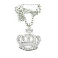 Diamante Hip Hop Crown Pendant Fully Encrusted Embedded Long King 