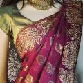 Purple Georgette Saree /w Gold Foil Print & Zari Emboridery Purple Georgette Saree /w Gold Foil Print & Zari Emboridery