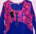 Blue Georgette Kurti Tunic Shirt for Ladies (M) #26536