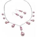 Romantic Rose Crystals & Pink Swarovski Pearls Bridesmaid Necklace Set 